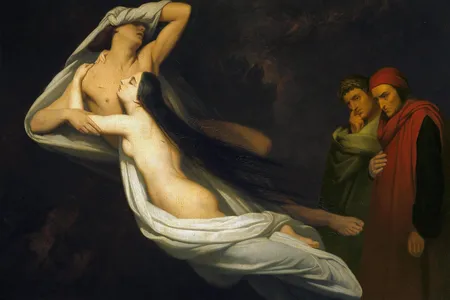 Ary Scheffer,&nbsp;The Ghosts of Paolo and Francesca Appear to Dante and Virgil, 1835
