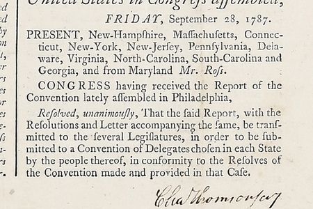 This rare copy of the Constitution was signed by then Secretary of Congress Charles Thomson.
