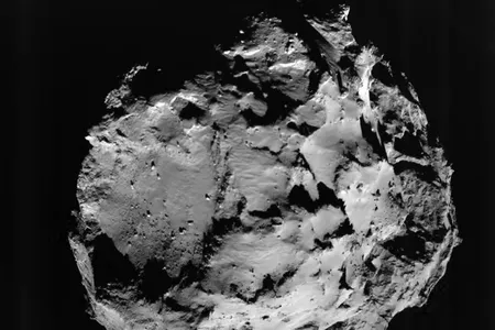 Philae snapped this image of 67P over a mile from the comet's surface. 