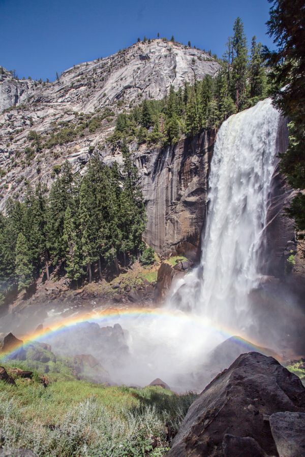 A rainbow over Vernal Falls while hiking down the Mist Trail. thumbnail
