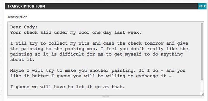 Georgia O'Keeffe Letter Transcript