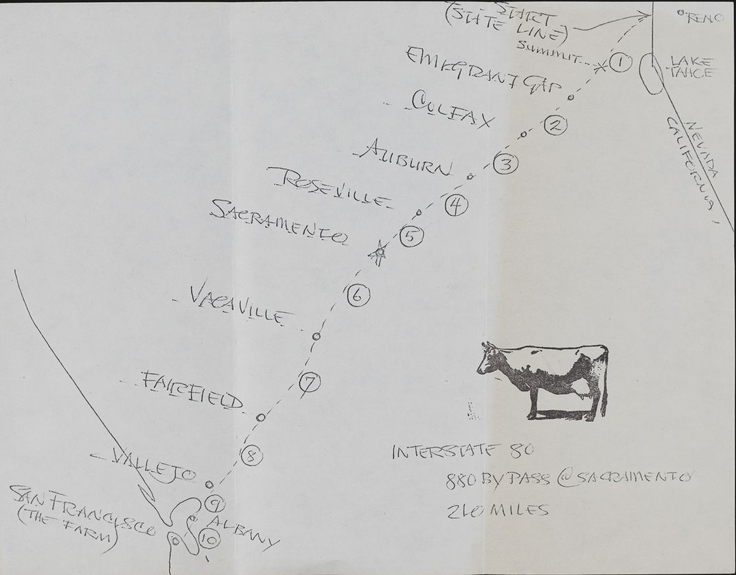 Letter and hand-drawn map sent to Eleanor Dickinson by Mel Henderson