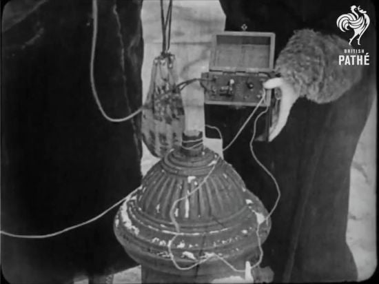 The crystal radio being grounded to a fire hydrant