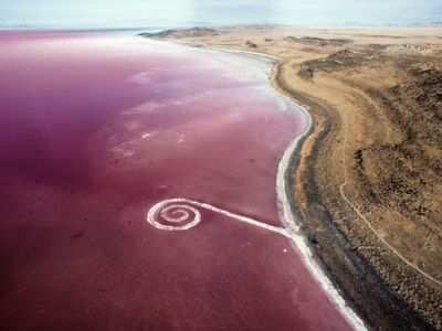Robert Smithson created&nbsp;Spiral Jetty on Utah&#39;s Great Salt Lake in 1970.