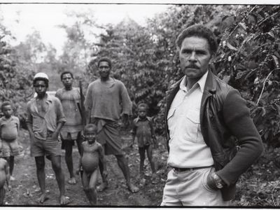 Joe Leahy at his Kilima coffee plantation at the height of his wealth and power.