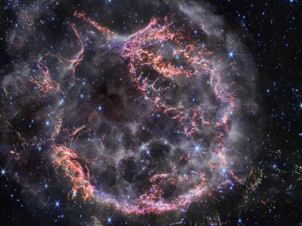 A colorized image of the remnants of supernova
