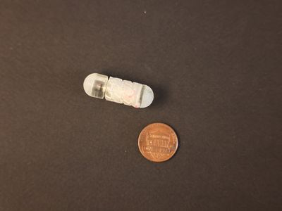 RoboCap compared to the size of a penny