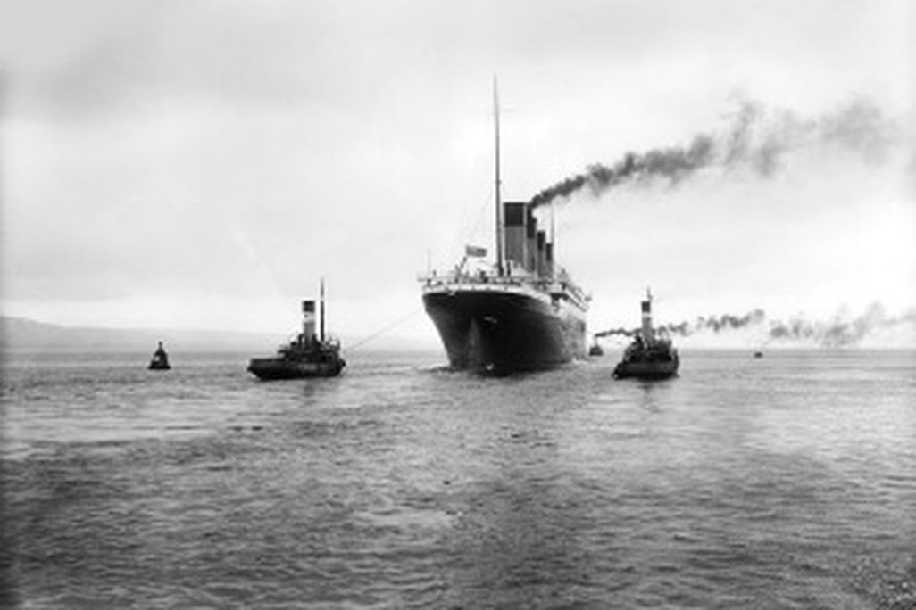Titanic leaving Belfast, Ireland for her sea trials, April 2, 1912