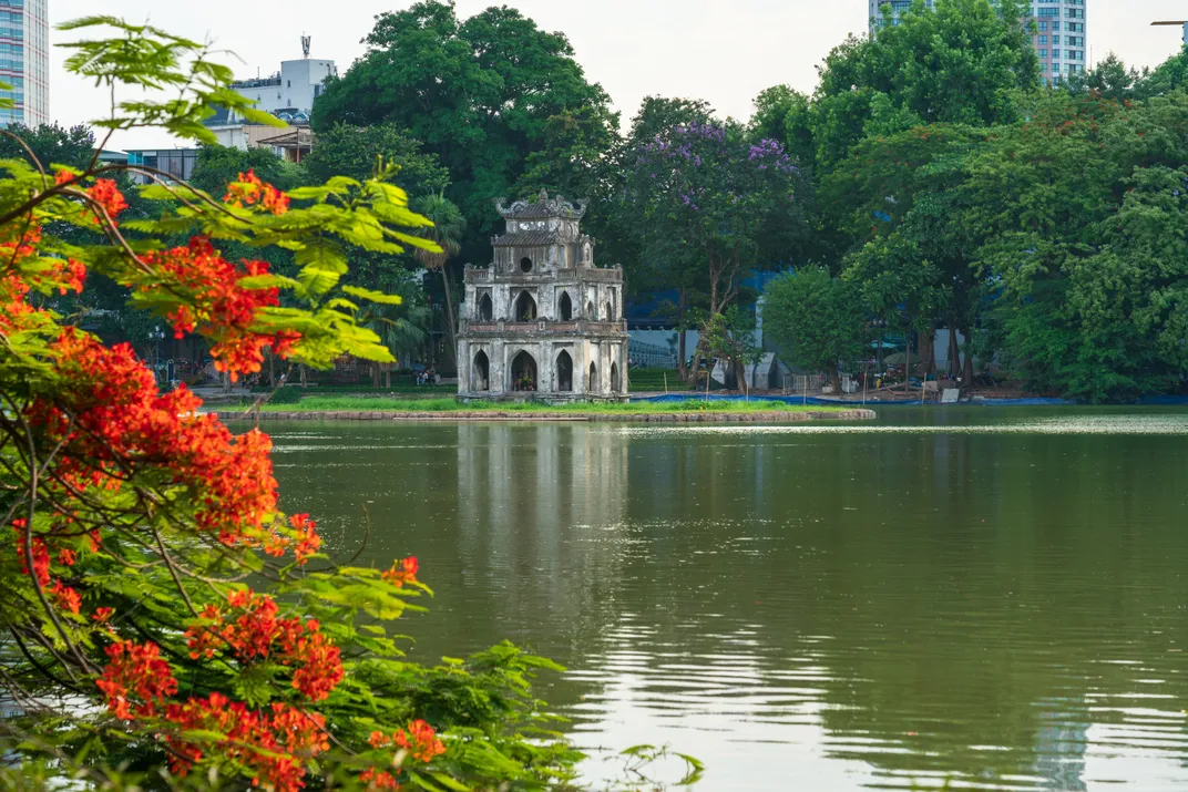 Hoan Kiem Lake, in the center of Hanoi