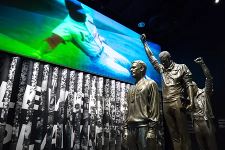 The exhibition "Sports: Leveling the Playing Field" highlights the achievements of African American athletes on both national and international stages.