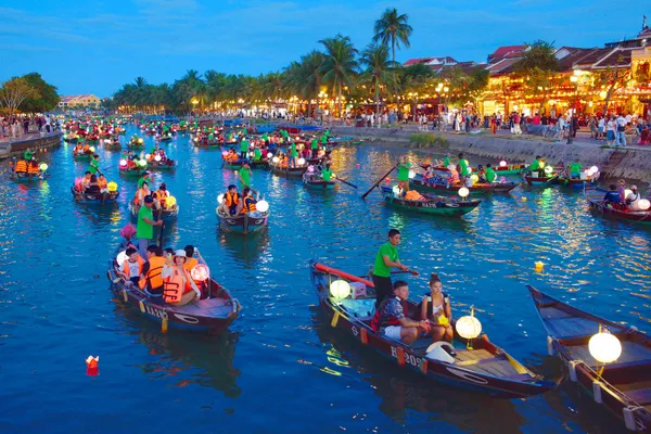 Lantern Boats on the Thu Bon River at Dusk thumbnail