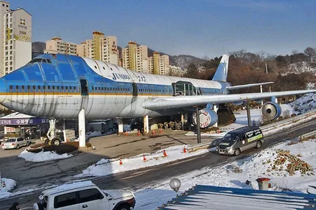 This jumbo jet found a new life as a restaurant in Seoul, South Korea.