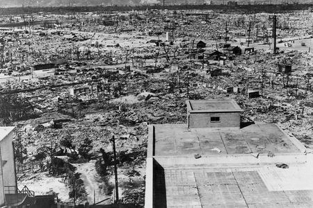 Hiroshima the day after the nuclear bomb was dropped.