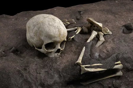 A virtual reconstruction of the child’s remains found in Panga ya Saidi cave in Kenya