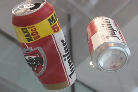 All the Good Times We Spent Together (2016) by&nbsp;French artist Alexandre Lavet&nbsp;is a painted recreation of two Jupiler beer cans.