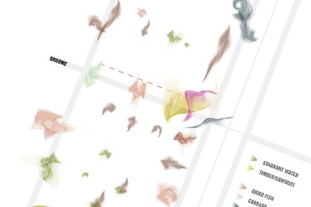 Designer Kate McLean creates detailed smell maps of cities around the world, such as this map of the the “Smelliest Block in New York.”