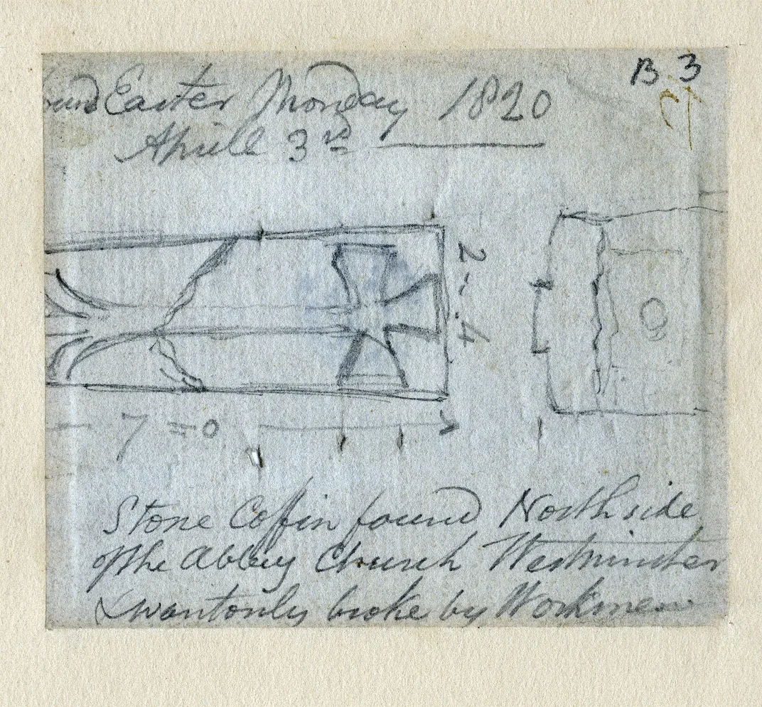 An 1820 sketch of the sarcophagus