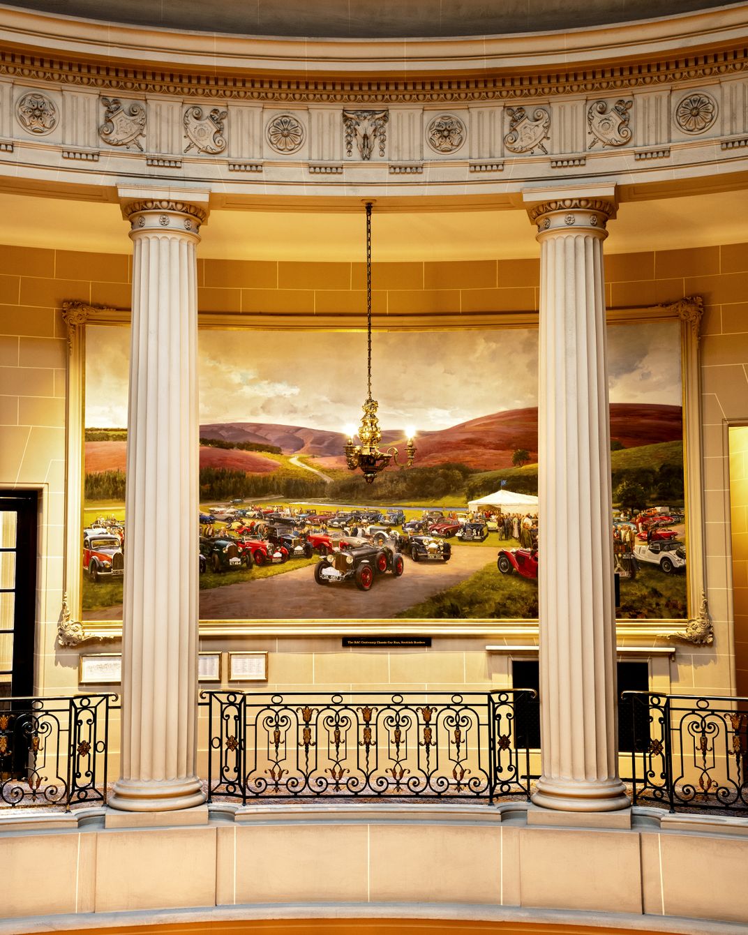 The Royal Automobile Club sent 25 civilian drivers to act as couriers, scouts and more. Pictured, a mural inside the club’s London headquarters today.