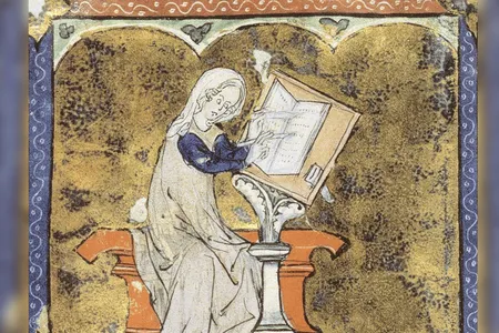 Illustration of Marie de France, poet who lived in England in the late 12th century