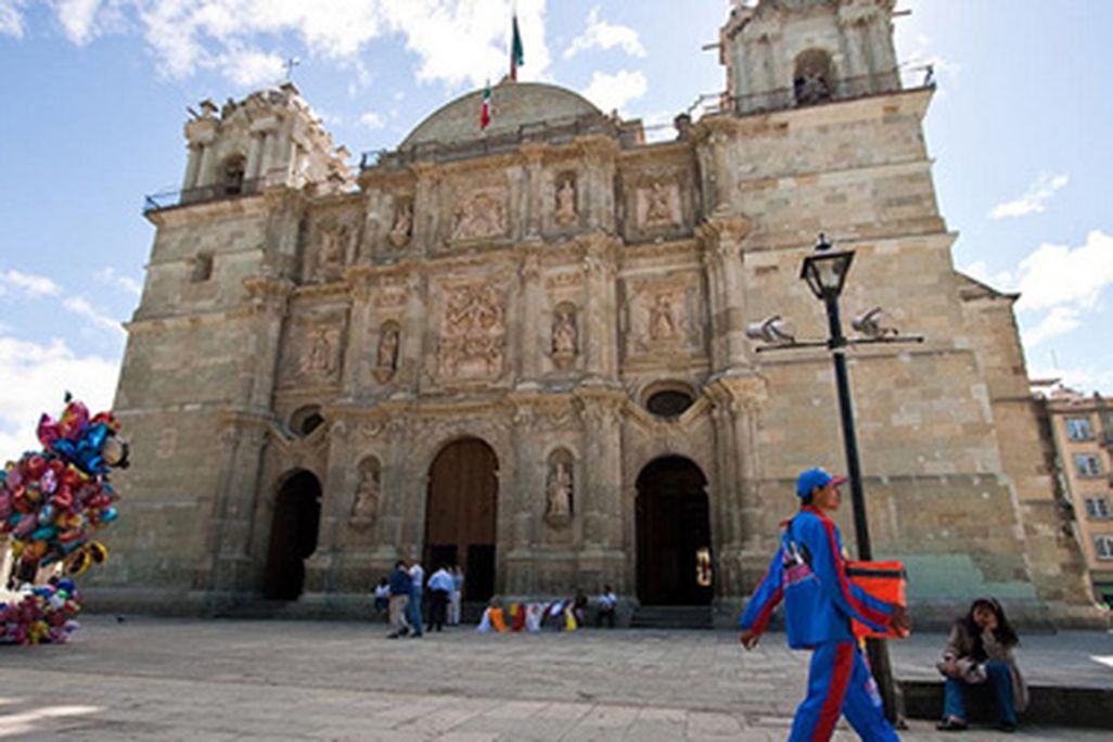 The zocalo in Oaxaca, Mexico, blocks away from the Hotel Las Golondrinas