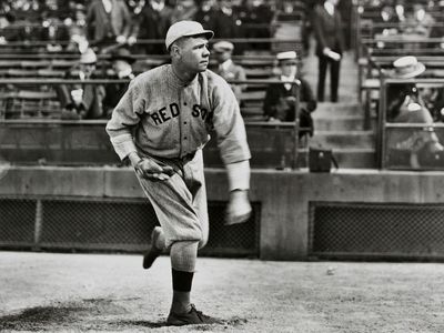 Babe Ruth pitching for the Boston Red Sox