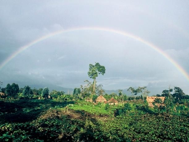 Rainbow near Mikeno Volcano