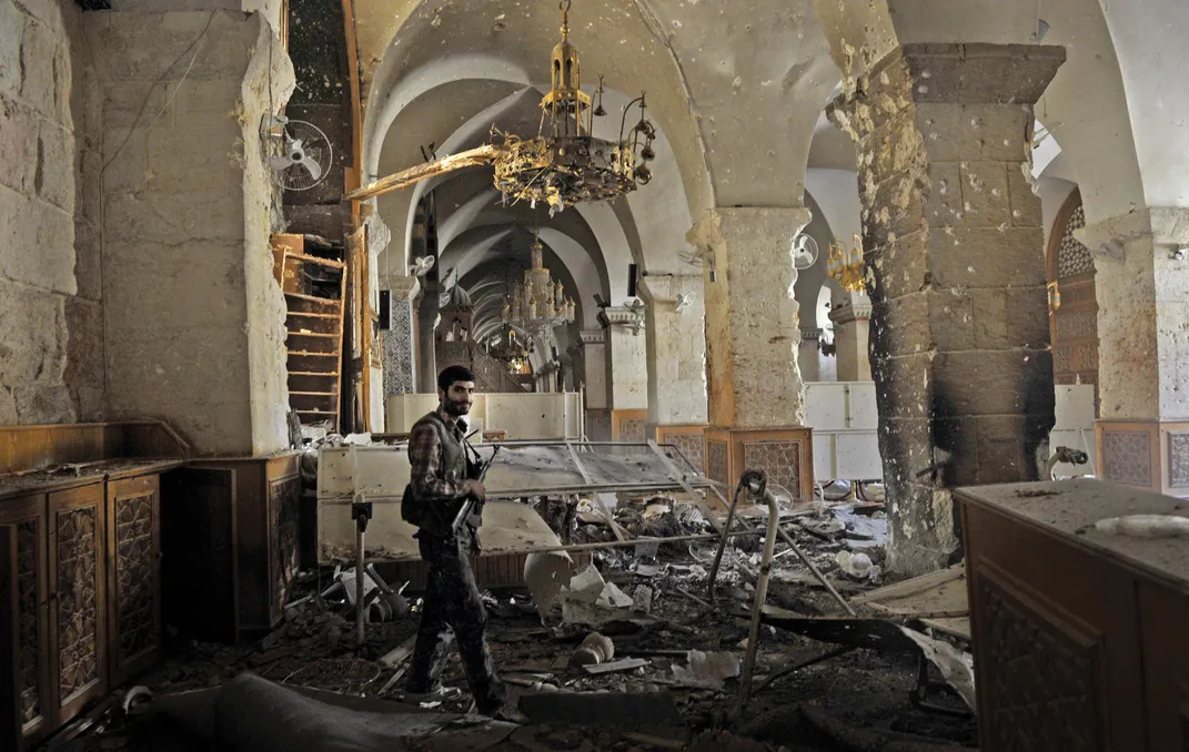 Damaged mosque in Aleppo