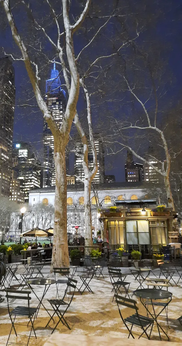 NYC Bryant Park at night thumbnail