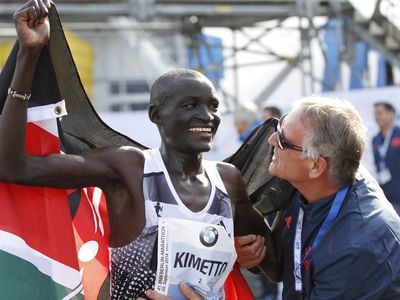 Dennis Kimetto after setting a world record at the 41st BMW Berlin marathon