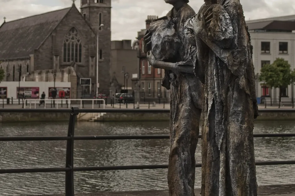 A memorial to the Irish famine in Dublin.