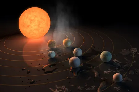 The seven Earth-sized planets orbiting the dwarf star TRAPPIST-1.