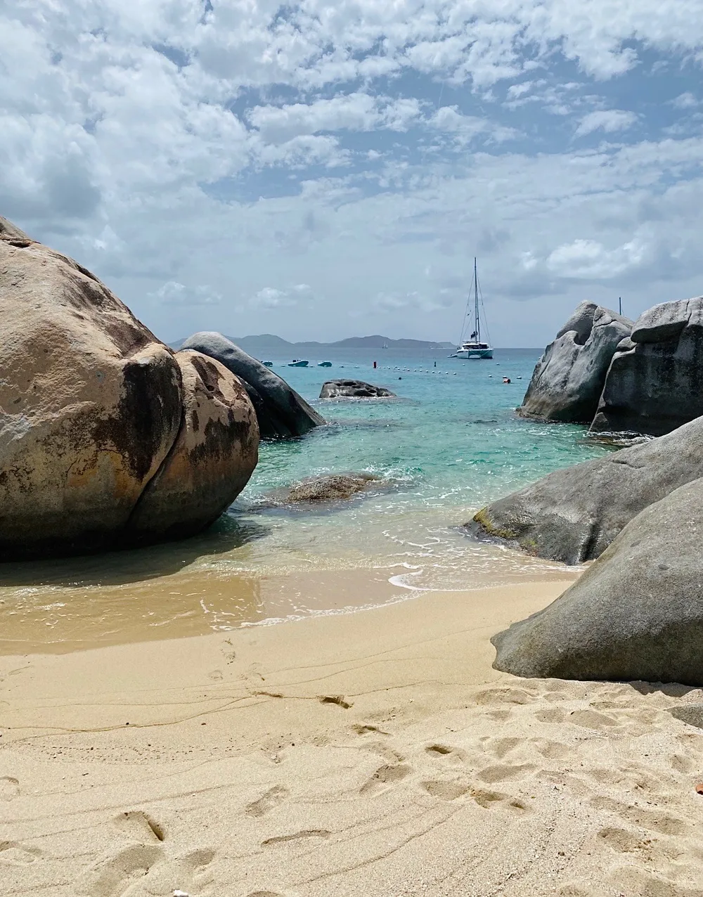 Throughout sailing the British Virgin Islands coasts we stopped at a beautiful island, nicknamed the baths where this photo was taken.