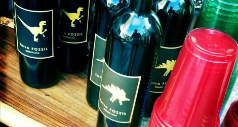 Dinosaur wine bottles spotted at a Manhattan party