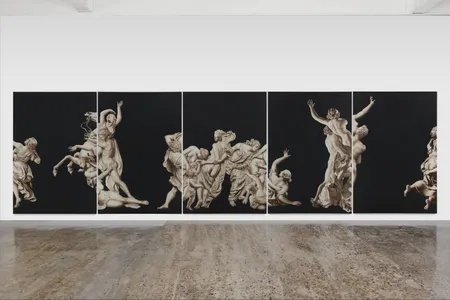 Jesse Mockrin. The Descent,&nbsp;oil on linen, 7.5 by 25.8 feet, 2024.