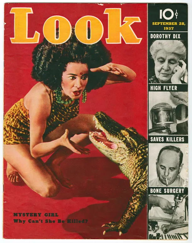 The self-described fakir Koringa confronts a crocodile in this 1937 Look magazine cover.