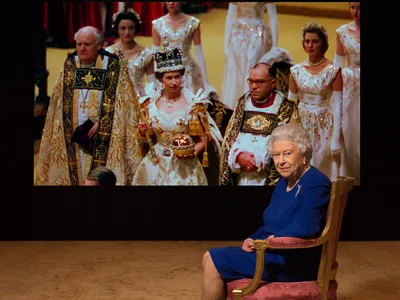 Her Majesty the Queen with archive footage