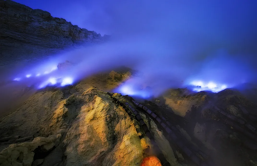 The Blue  Fire  of Ijen  Crater  Smithsonian Photo Contest 