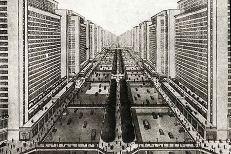 Le Corbusier's vision for cities profoundly influenced New York, though never to the degree that this concept (originally designed for Marseille, France) was ever built.