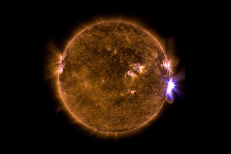 The Solar Dynamics Observatory caught this image of a solar flare in progress on September 10, 2017.