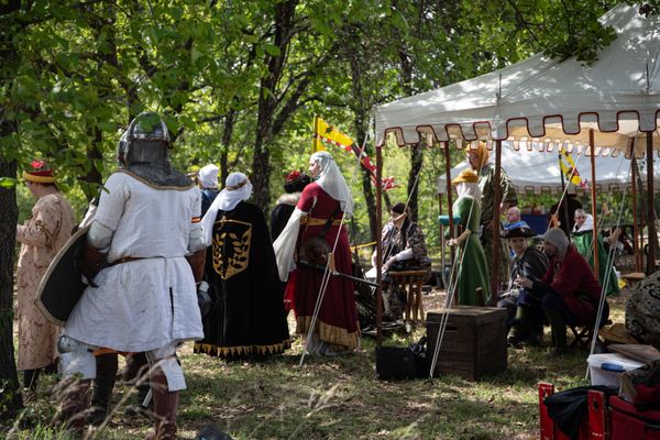 Medieval Reinactment within a Forest thumbnail