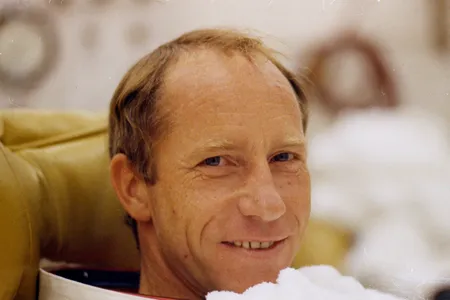 Al Worden during a countdown demonstration in preparation for his Apollo 15 flight in 1971.