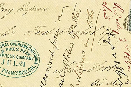 Rare correspondence—carried by a vanished courier—is one of only "two pieces of what collectors call 'interrupted mail' from the Pony Express," says Postal Museum curator Daniel Piazza.