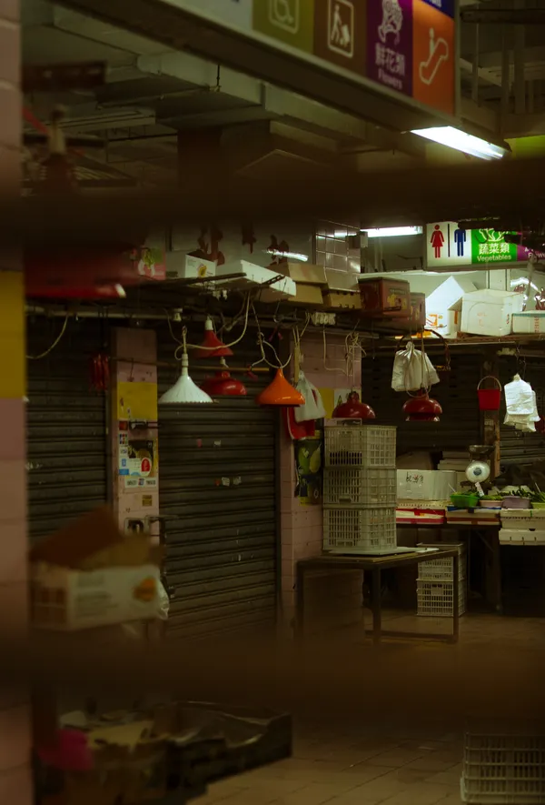 The wet market stands empty at night thumbnail