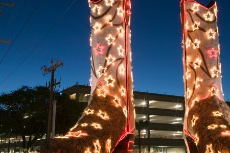 Cowboy boots, like this oversized 40-foot-tall pair in San Antonio, are synonymous with Texas, a state that some say is “like a whole other country.”