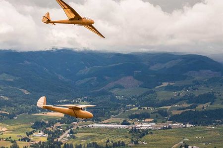 A Petrel (top) and a Kite: In October 2017, two Slingsby gliders owned by an antique airplane museum soared above Oregon’s Hood River Valley.