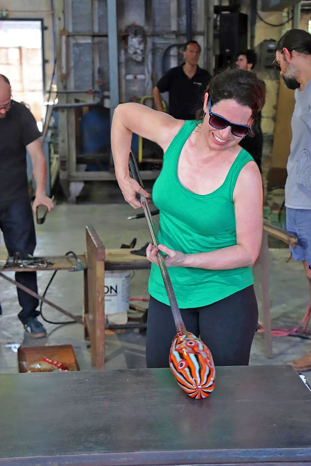 Claire Kelly blowing glass