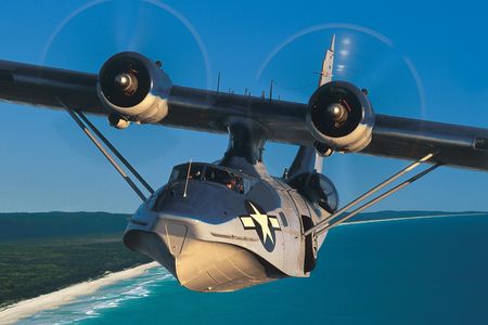 Key to World War II action, PBYs still cast a spell. This magnificent specimen is a PBY‑6A, an amphibious variant (note the landing gear tucked into the port side).