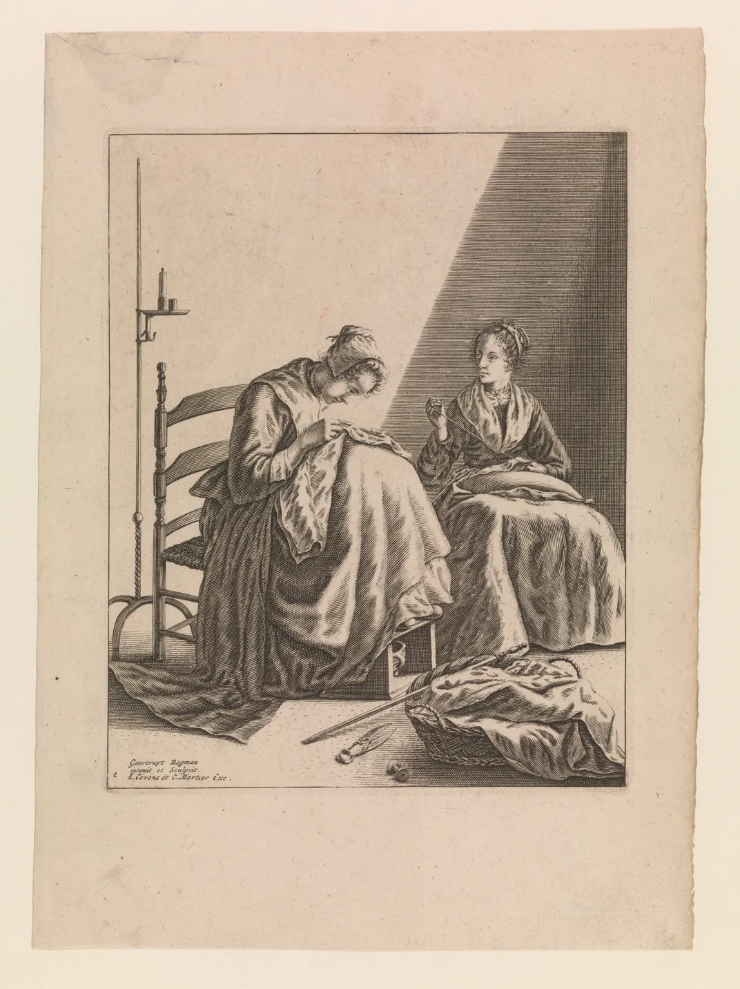 Two Women Sewing, Geertruydt Roghman, circa 1640-1657