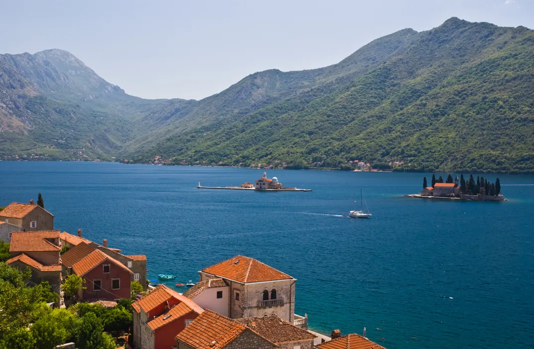 Bay of Kotor with Lady of the Rocks Church, Montenegro