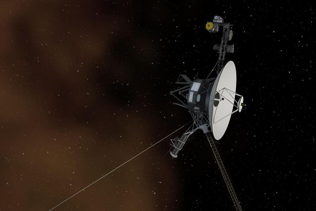 This artist concept depicts NASA Voyager 1 spacecraft entering interstellar space